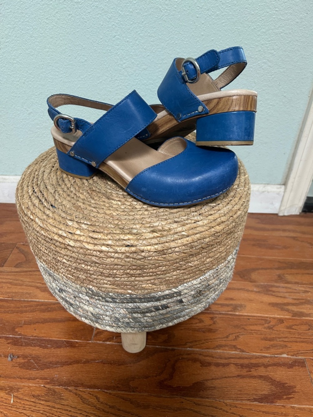 DANSKO Size 38 Blue Women's Slingback Heeled Clogs